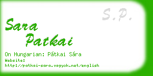 sara patkai business card