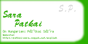 sara patkai business card